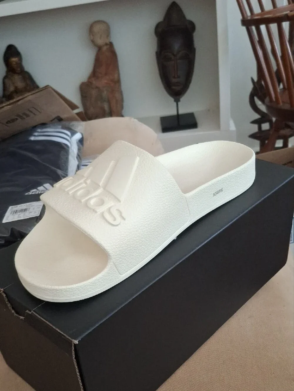 adidas Men’s Slide Sandal in Off-White Cream